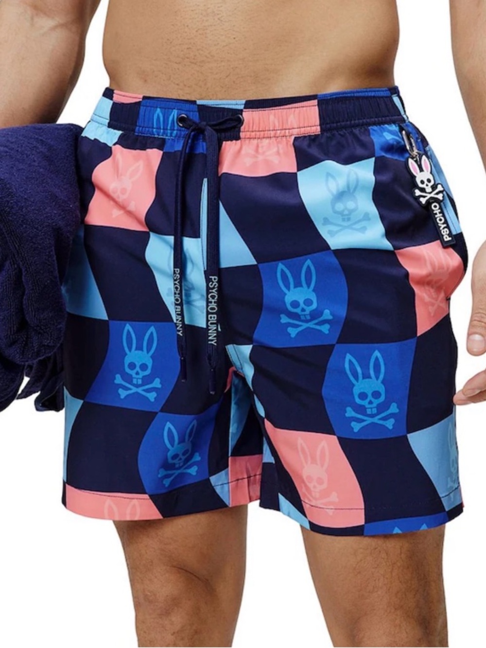 Psycho Bunny Atlas Allover Bunny Print Swim Trunks 5”